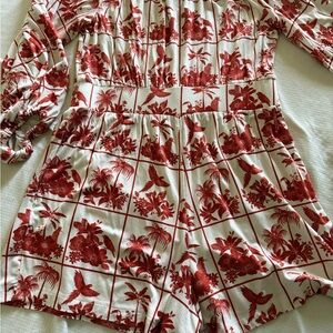 FARM Rio Red and White Patterned Jumpsuit